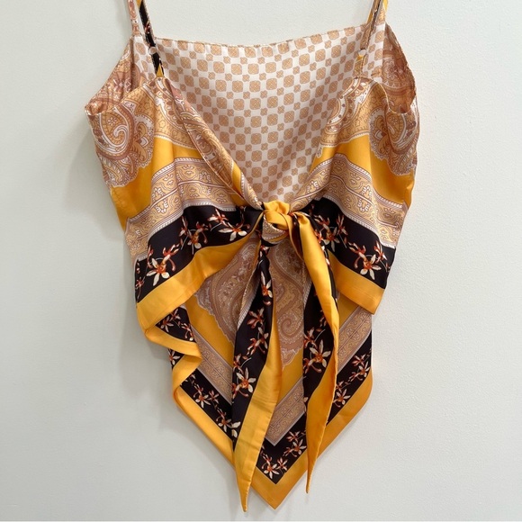 SHEIN Paisley Bandana Print Cami Crop Top Tie Back Festival Country Concert L - Picture 5 of 8